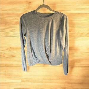 Old Navy Heather Gray Twist Front Long Sleeve Top